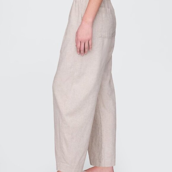 GAP Womens cream wide leg linen Easy Wear elastic waist chino Pant Size Med - Picture 3 of 8